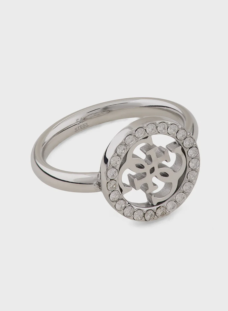جس Crystal Detail Single Circle Ring