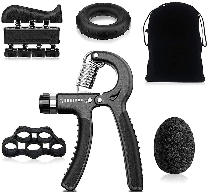 ULTRINA Hand Grip Strengthener kit(5 Pack),Grip Strength Trainer,Forearm Workout Trainer Adjustable Grip Exercises,Finger Grip Strengthener,Finger Stretcher,Grip Ring & Stress Relief Ball with Carry Bag. - Image 1