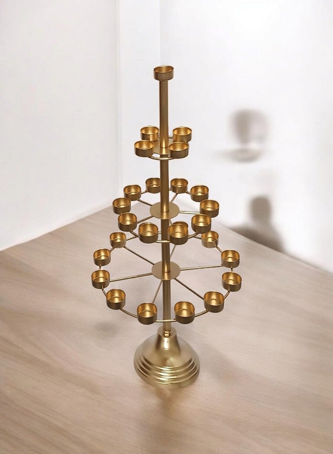 ATRANGEE Bystreeta artisans Metal Multilayer 3 Layer TeaLight Candle Holder Stand, 27 Cups, 50 cm Height,Golden Centerpiece for Diwali Christmas Wedding Party Decor - Image 5