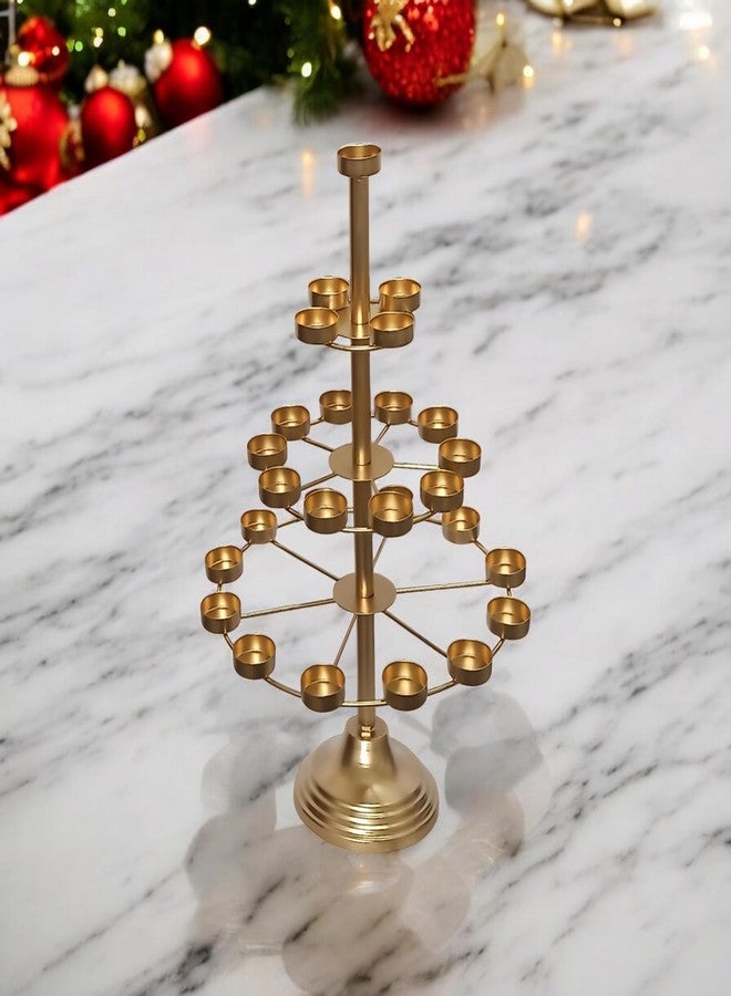 ATRANGEE Bystreeta artisans Metal Multilayer 3 Layer TeaLight Candle Holder Stand, 27 Cups, 50 cm Height,Golden Centerpiece for Diwali Christmas Wedding Party Decor - Image 4