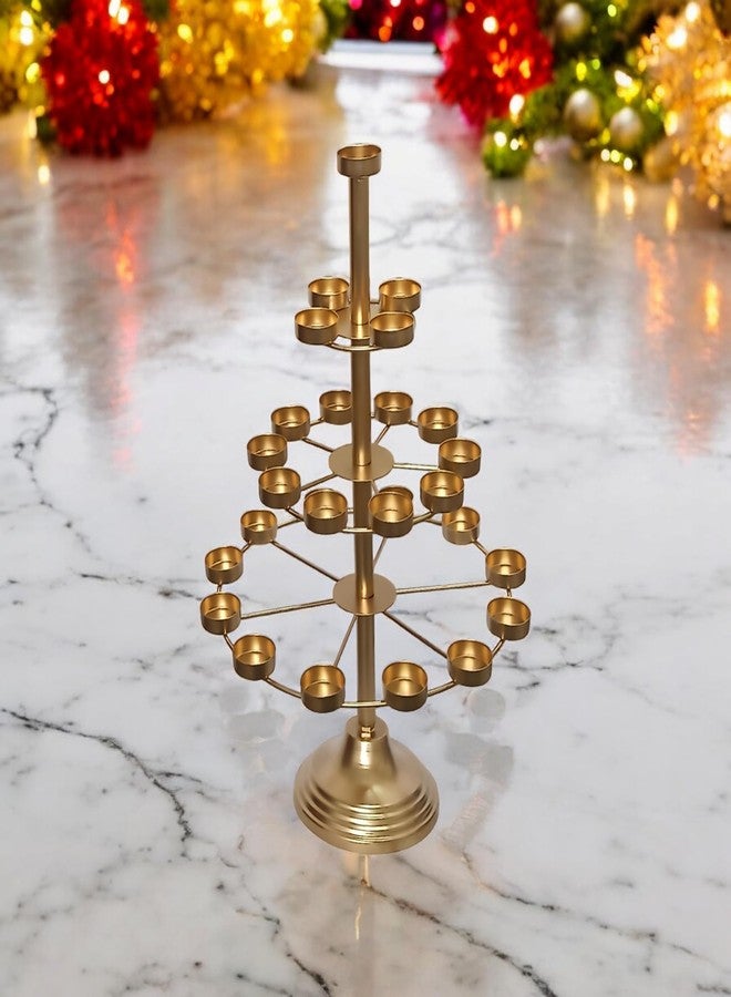ATRANGEE Bystreeta artisans Metal Multilayer 3 Layer TeaLight Candle Holder Stand, 27 Cups, 50 cm Height,Golden Centerpiece for Diwali Christmas Wedding Party Decor - Image 3
