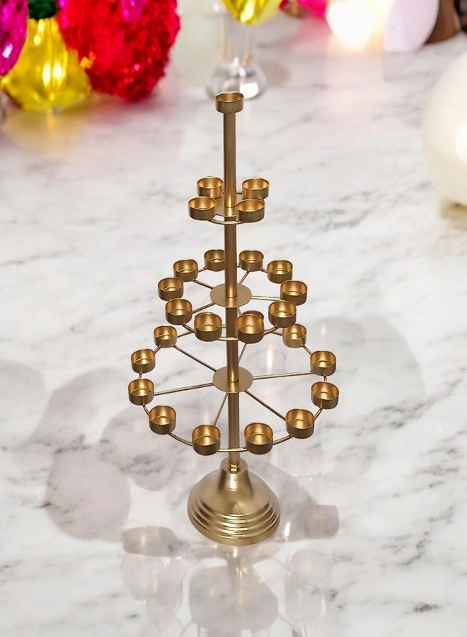 ATRANGEE Bystreeta artisans Metal Multilayer 3 Layer TeaLight Candle Holder Stand, 27 Cups, 50 cm Height,Golden Centerpiece for Diwali Christmas Wedding Party Decor - Image 1