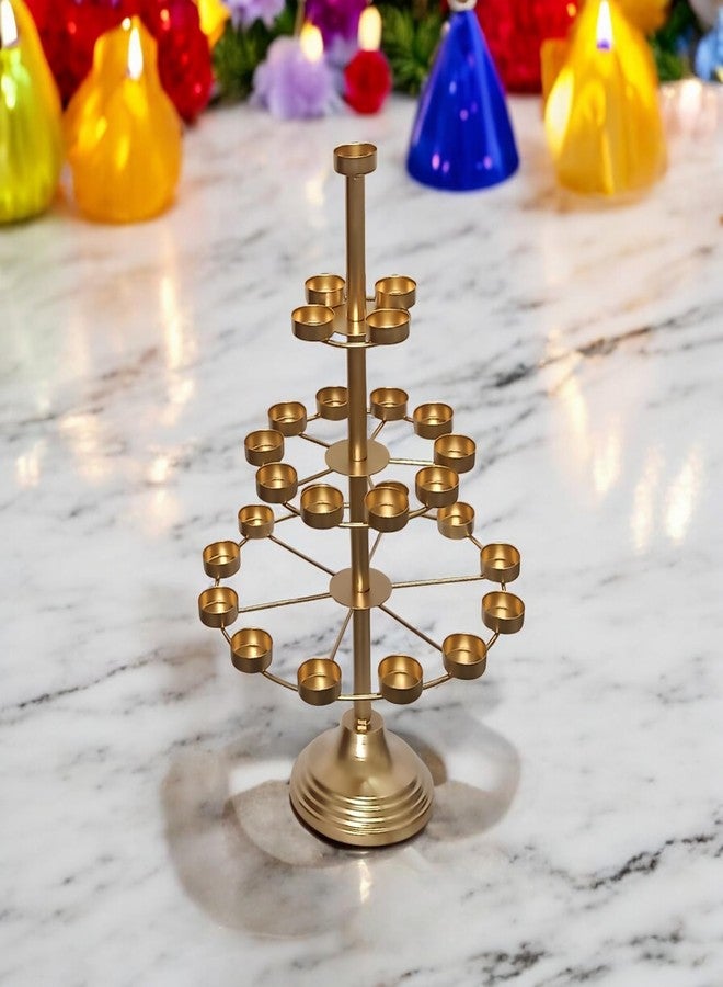 ATRANGEE Bystreeta artisans Metal Multilayer 3 Layer TeaLight Candle Holder Stand, 27 Cups, 50 cm Height,Golden Centerpiece for Diwali Christmas Wedding Party Decor - Image 2
