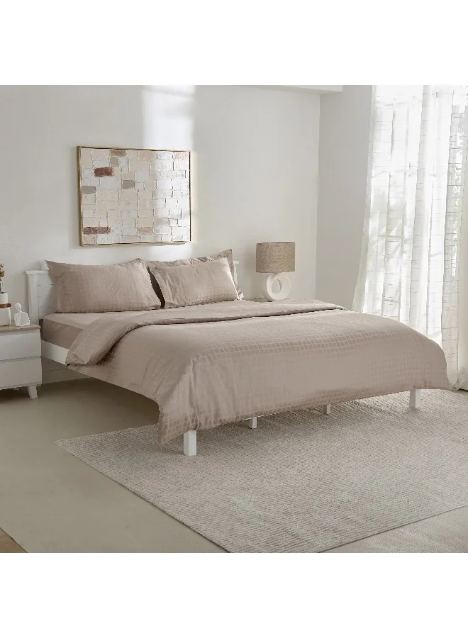 Home Box Opulent Luxe 3-Piece 400TC Cotton Solid Dobby Queen King Duvet Cover Set - 220x220 cm