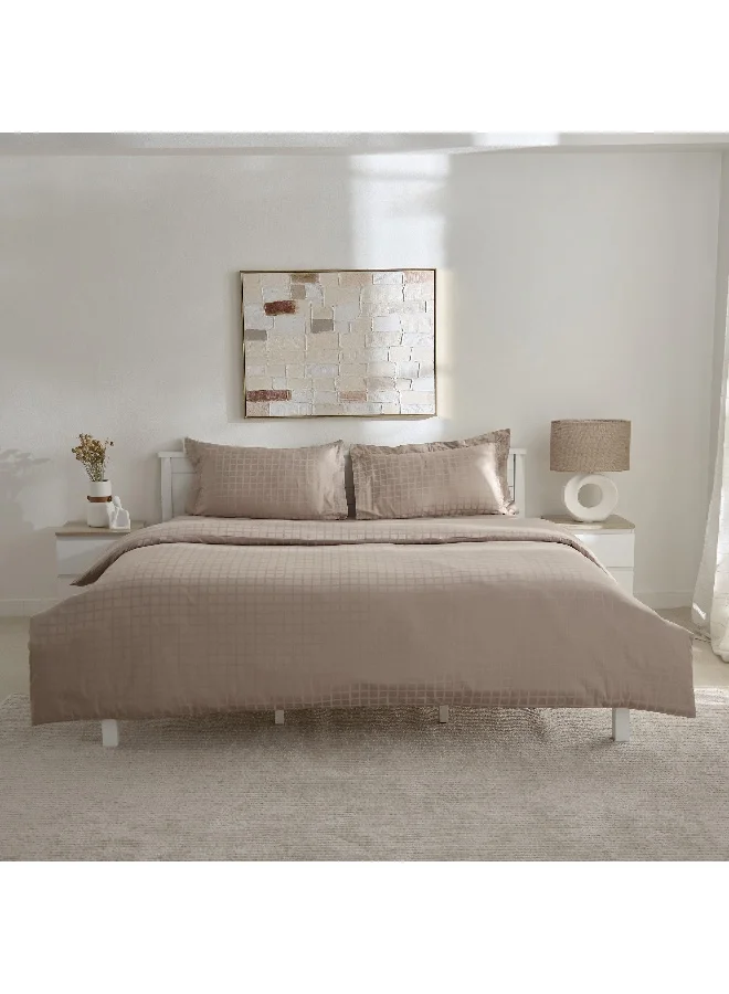 Home Box Opulent Luxe 3-Piece 400TC Cotton Solid Dobby Queen King Duvet Cover Set - 220x220 cm