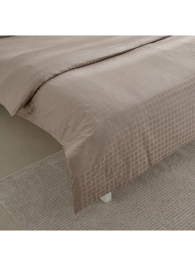 Home Box Opulent Luxe 3-Piece 400TC Cotton Solid Dobby Queen King Duvet Cover Set - 220x220 cm