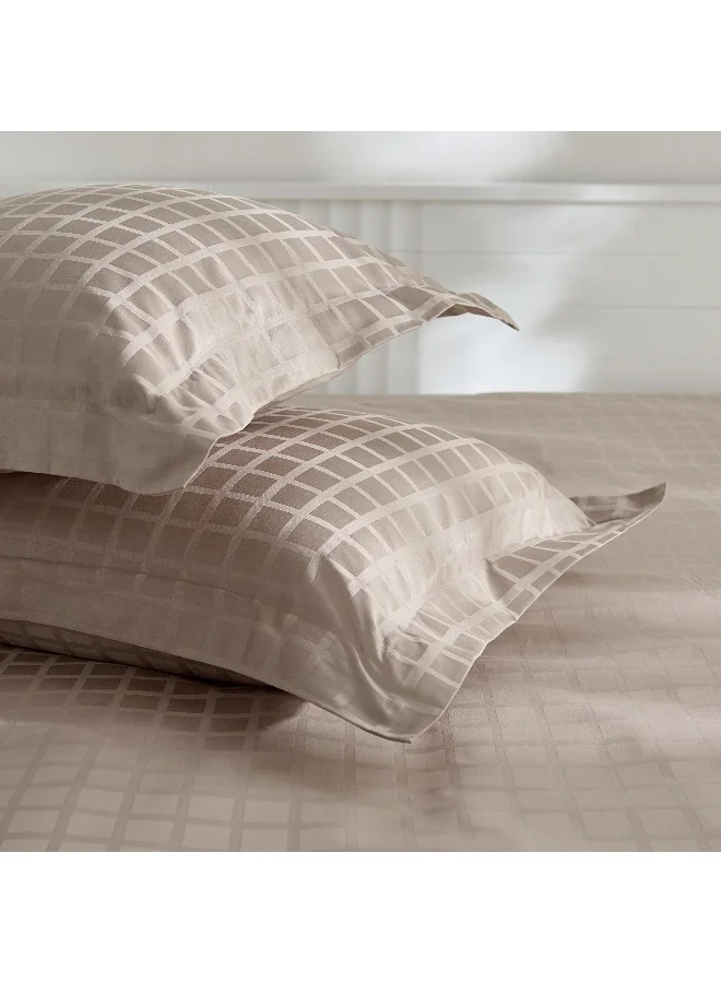 Home Box Opulent Luxe 3-Piece 400TC Cotton Solid Dobby Queen King Duvet Cover Set - 220x220 cm