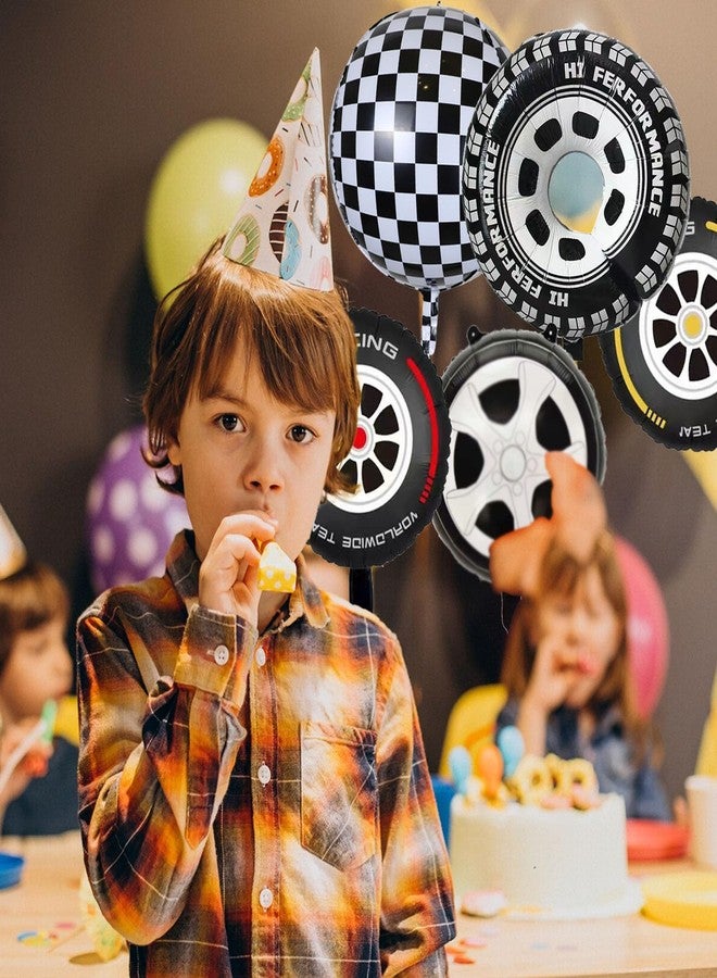 Chictry 10 Pcs Checkered| Wheel| Tire Balloons Two Fast Race Car theme birthday party decorations for Men Boys Kids - Image 3