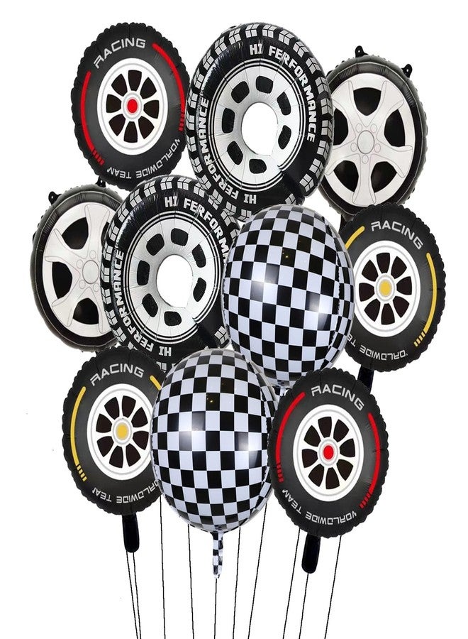 Chictry 10 Pcs Checkered| Wheel| Tire Balloons Two Fast Race Car theme birthday party decorations for Men Boys Kids - Image 2