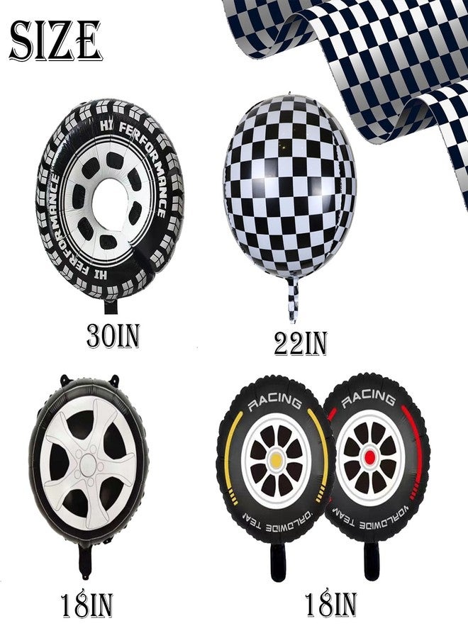 Chictry 10 Pcs Checkered| Wheel| Tire Balloons Two Fast Race Car theme birthday party decorations for Men Boys Kids - Image 4