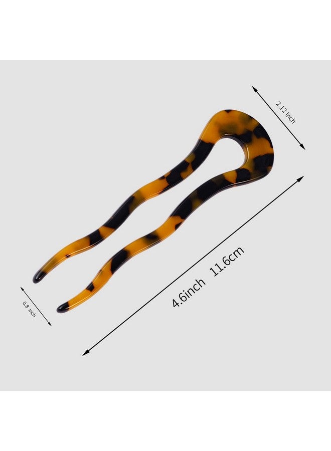 FRDTLUTHW 4.6Inch U Shaped Acetate French Hair Pin Tortoise Shell 2 Prong Bun Hair Sticks For Women Thick Long Hair(Pack Of 3) - Image 3