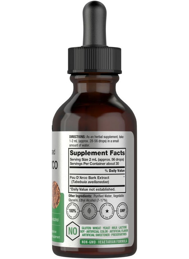 Horbäach PAU D'Arco Extract | 2 fl oz Liquid Drops | Vegetarian, Non-GMO, Gluten Free | Tabebuia avellanedae Supplement  - Image 2