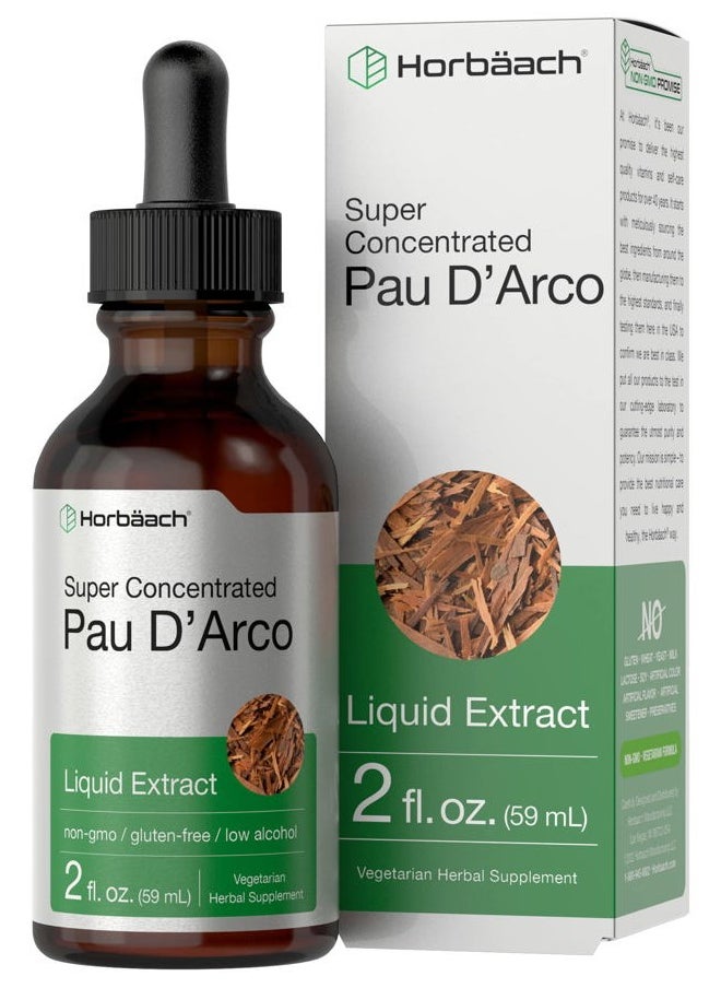 Horbäach PAU D'Arco Extract | 2 fl oz Liquid Drops | Vegetarian, Non-GMO, Gluten Free | Tabebuia avellanedae Supplement  - Image 1
