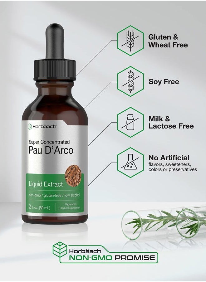 Horbäach PAU D'Arco Extract | 2 fl oz Liquid Drops | Vegetarian, Non-GMO, Gluten Free | Tabebuia avellanedae Supplement  - Image 4