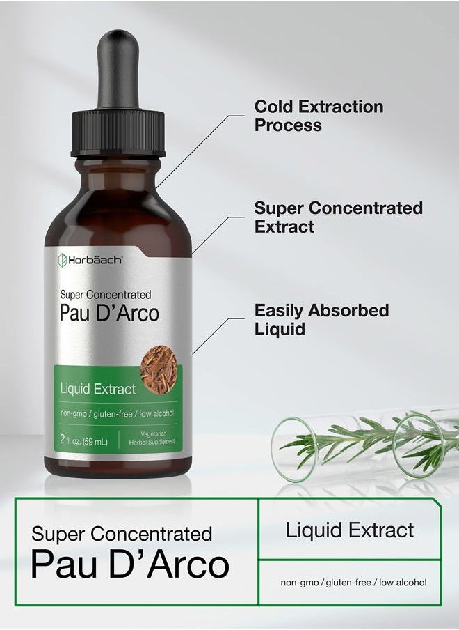 Horbäach PAU D'Arco Extract | 2 fl oz Liquid Drops | Vegetarian, Non-GMO, Gluten Free | Tabebuia avellanedae Supplement  - Image 3