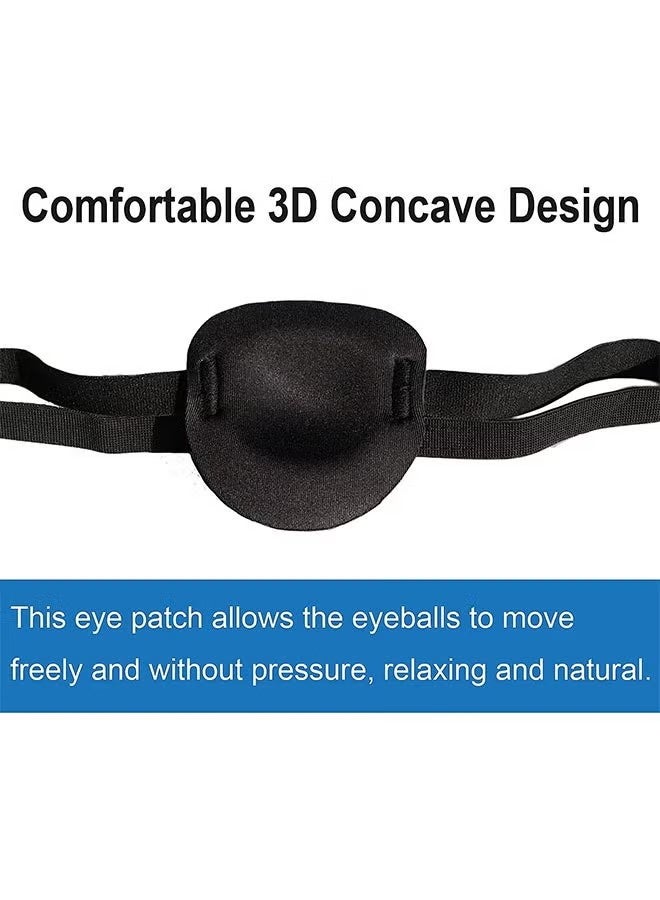 YJ 2-Piece 3D Adjustable Eyepatch for Right or Left Eye, Adults and Kids One Eye Cover for Lazy Eye (Black) - Image 3