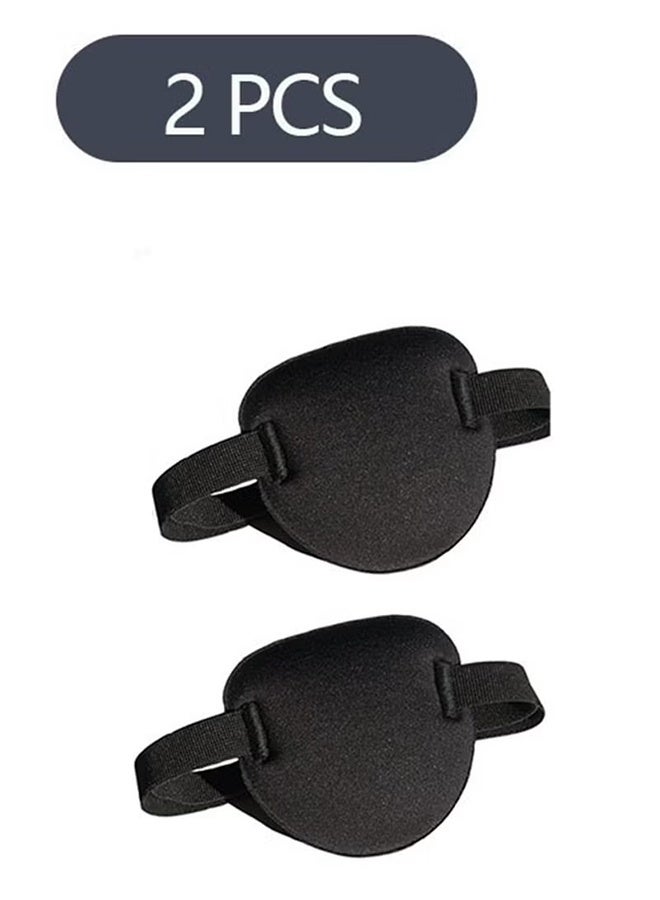 YJ 2-Piece 3D Adjustable Eyepatch for Right or Left Eye, Adults and Kids One Eye Cover for Lazy Eye (Black) - Image 1