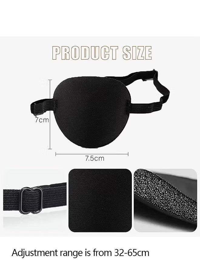 YJ 2-Piece 3D Adjustable Eyepatch for Right or Left Eye, Adults and Kids One Eye Cover for Lazy Eye (Black) - Image 2