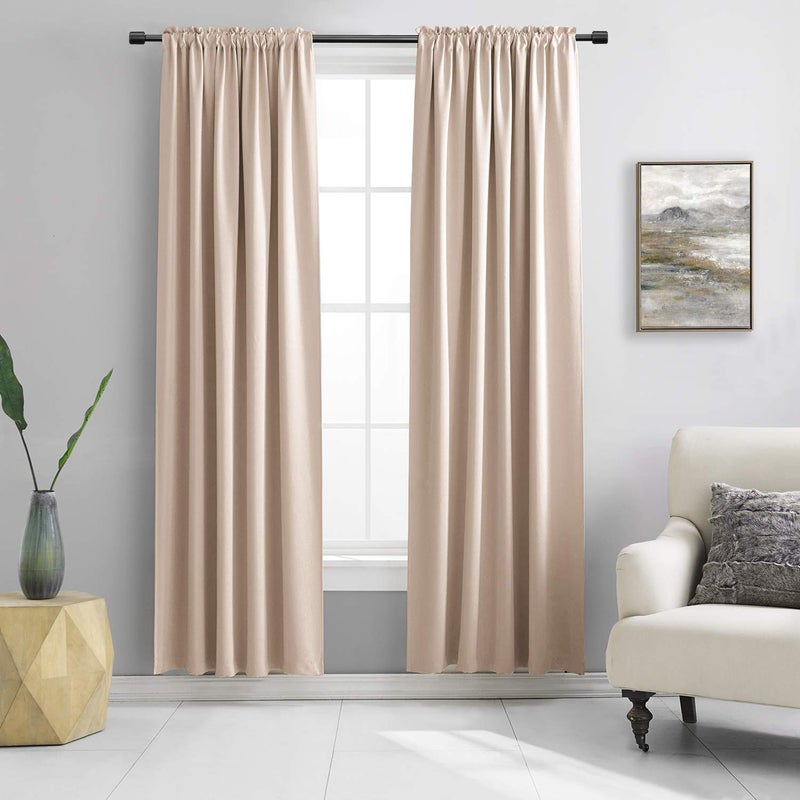 Room Darkening Curtain Panels  Boys Room Drapes with Rod PocketEnergy Smart Thermal Insulated Window Treatment CurtainsWarm Taupe52 W x 90 inches L2 Panels