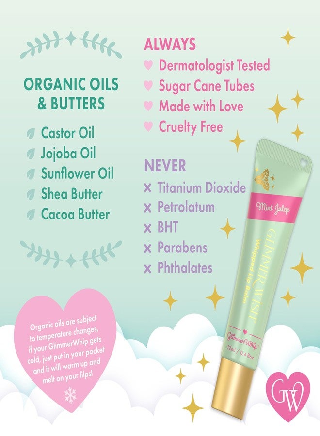 Glimmer Wish Glimmer Whip Hydrating Lip Balm, Whipped Lip Butter Treatment with Organic Nourishing Oils and Butters, Vegan and Cruelty Free Lip Moisturizer for Soft Lips (Mint Julep - Image 4