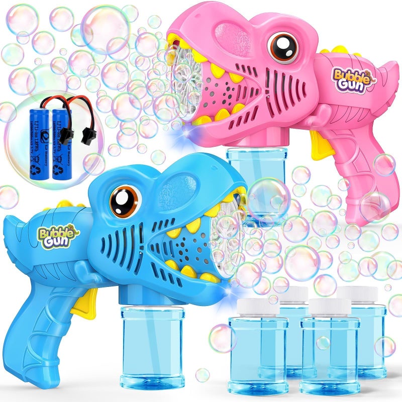 Yunaking Toys for Boys Girls Ages 48 2 Pack Bubble Machine Gun Rechargeable Dinosaur Toy Gift for 4 5 6 7 8 Boy Girl Kids Toddlers Outdoor Toys 46 Easter Basket Stuffers Christmas Valentines Gift - Image 3