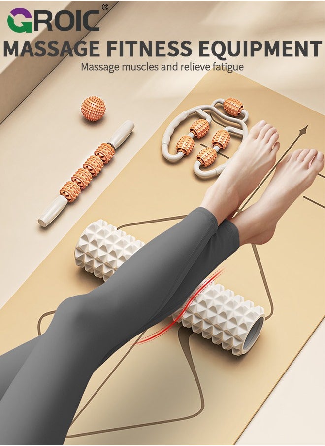 GROIC 4 in 1 Yoga Roller Set Trigger Point Yoga Roller, Massage Roller Stick, Massage Ball, for Deep Stretching Muscle Massage Pilates Yoga, Fitness Exercise for Whole Body Release  - Image 2
