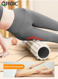 GROIC 4 in 1 Yoga Roller Set Trigger Point Yoga Roller, Massage Roller Stick, Massage Ball, for Deep Stretching Muscle Massage Pilates Yoga, Fitness Exercise for Whole Body Release  - Image 4
