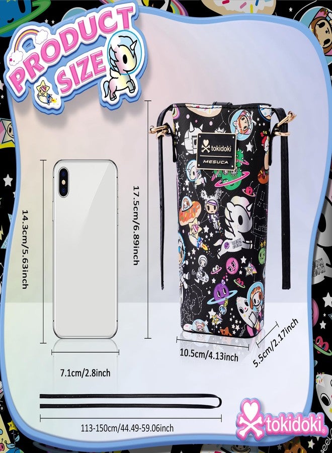 Tokidoki حقيبة كتف جلدية مرخصة رسمياً من توكيدوكي مع حزام قابل للتعديل لحقيبة الهاتف وحقيبة كتف ومحافظ نقود للنساء (أسود) - Image 2