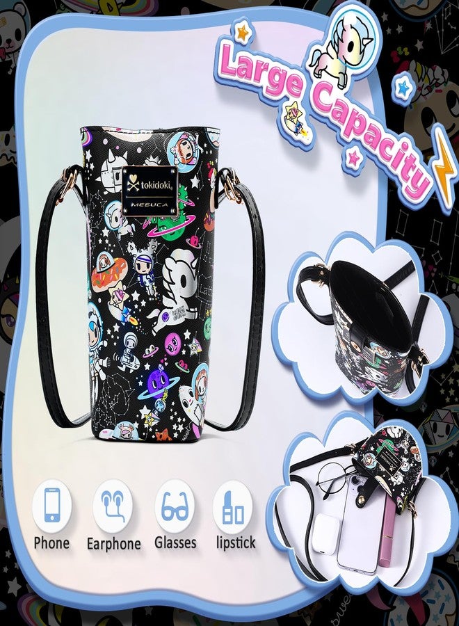 Tokidoki حقيبة كتف جلدية مرخصة رسمياً من توكيدوكي مع حزام قابل للتعديل لحقيبة الهاتف وحقيبة كتف ومحافظ نقود للنساء (أسود) - Image 5