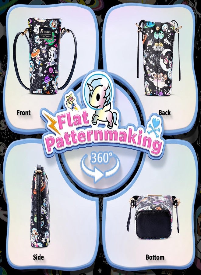 Tokidoki حقيبة كتف جلدية مرخصة رسمياً من توكيدوكي مع حزام قابل للتعديل لحقيبة الهاتف وحقيبة كتف ومحافظ نقود للنساء (أسود) - Image 3