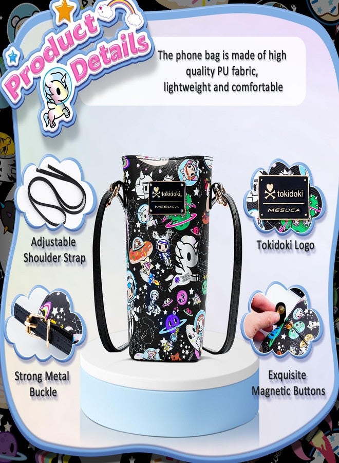Tokidoki حقيبة كتف جلدية مرخصة رسمياً من توكيدوكي مع حزام قابل للتعديل لحقيبة الهاتف وحقيبة كتف ومحافظ نقود للنساء (أسود) - Image 4