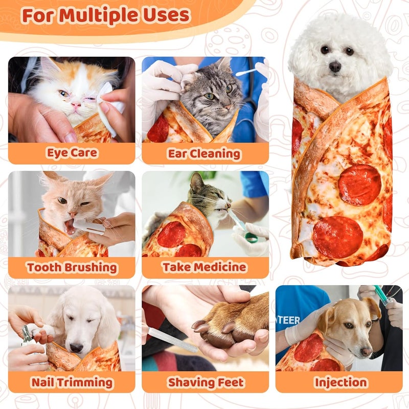 MASHDE 31.5" Large Cat Grooming Wrap for Cutting Nails, Self-Stick Dog Cat Wrap, Soft Pizza Blanket Pet Tool Gifts for Multifunctional Care Medicine Anti-Escape - Image 3