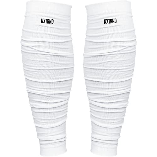 NXT NXTRND Nxtrnd Football Leg Sleeves, Calf Sleeves for Men & Boys, Sold as a Pair (White, Youth) - Image 1
