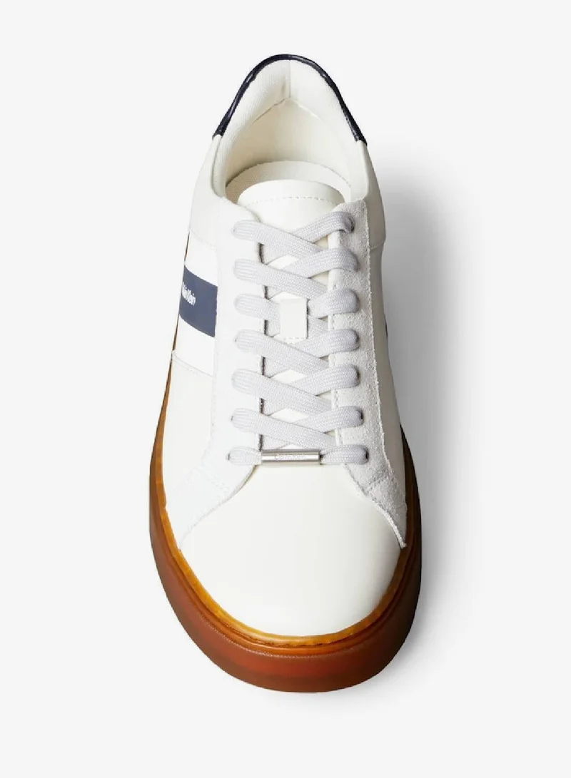 Calvin Klein Jeans Marshmallow/Navy/Gum Leather Trainers for Men | Best Price UAE
