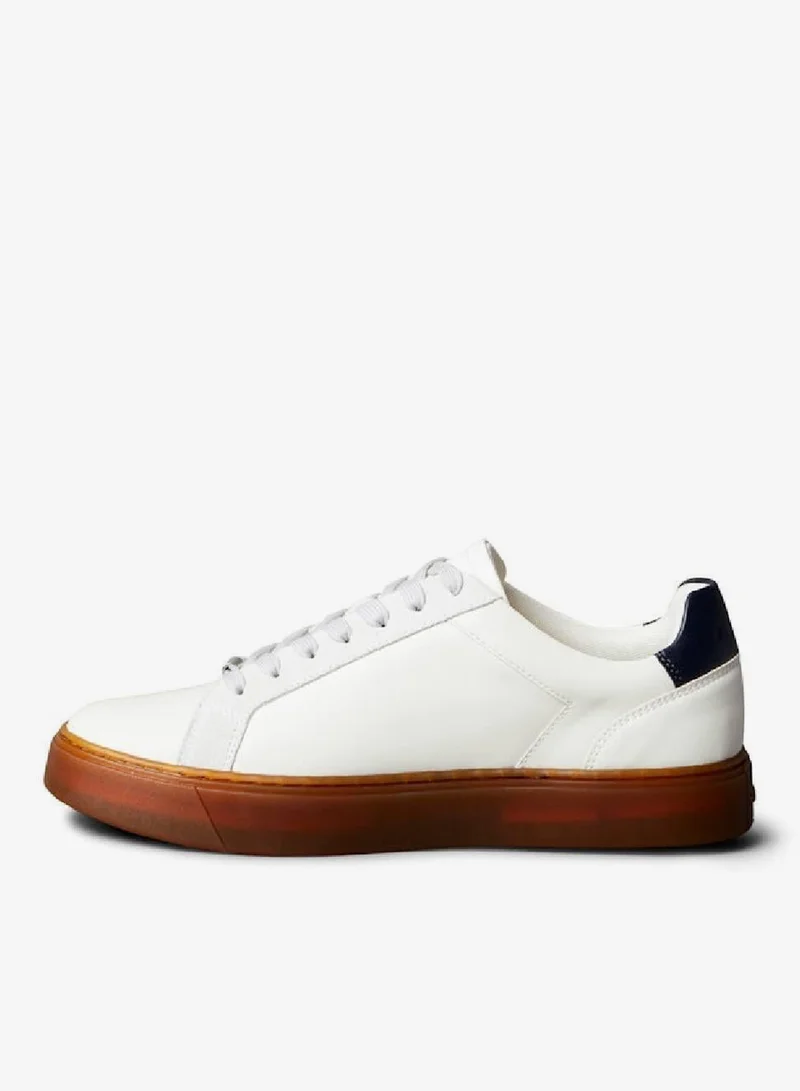 Calvin Klein Jeans Marshmallow/Navy/Gum Leather Trainers for Men | Best Price UAE
