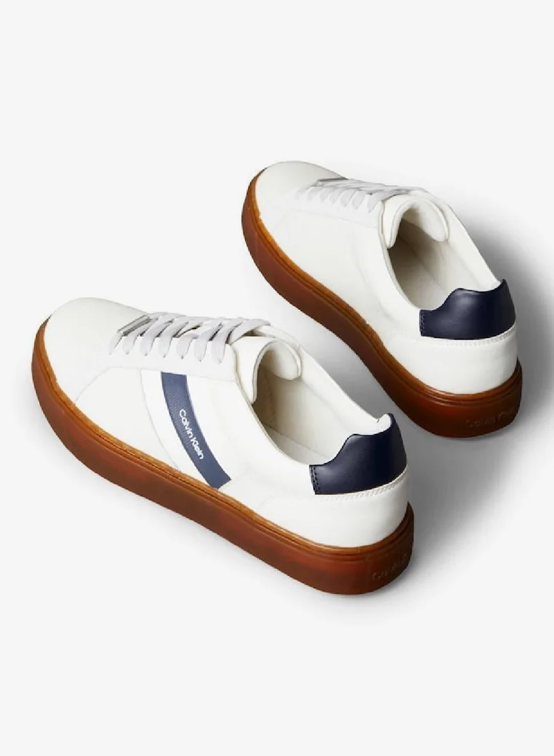 Calvin Klein Jeans Marshmallow/Navy/Gum Leather Trainers for Men | Best Price UAE