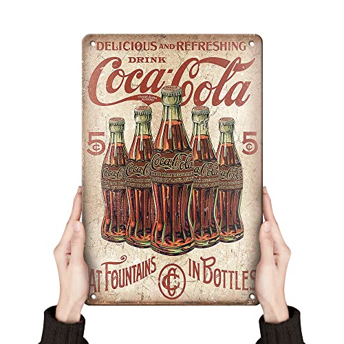 Clolinse Coca Cola Tin Signs | Vintage Metal Decor Bar Cool Things For Man Cave | Coke Retro Funny Stuff Wall Poster Shop Room Kitchen Home House Coffee Garage 8x12 Inch - Image 1