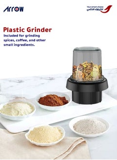 Arrow 1.5L Blender with Glass Jar & Grinder, 400W | Stainless Steel Body | 2 Speeds | Ice Crushing Feature | Portable | Silver Color | Ideal for Blending & Grinding | Model Name: RO-15GBSY  - Image 4