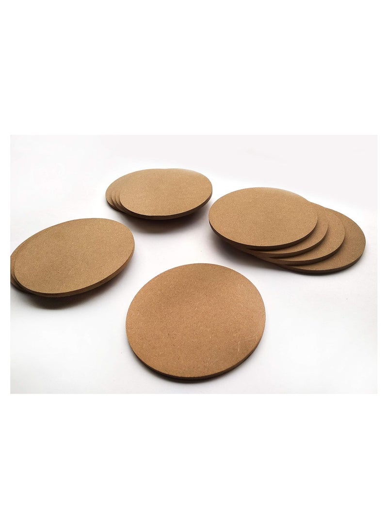 SUNSHINE MDF DIY Coasters Wood Sheet Craft -MDF Plain Coasters Round Shaped Blank Cutouts for Painting, Craft, Decoupage, Resin Art Work & Decoration - Set of 12 (4in X 4in)  - Image 1