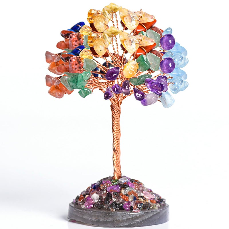 Ytbeoxk Seven Chakra Tree of Life,Money Dcorations,Crystals and Healing Stones,Reiki Positive Energy Gemstones 7 Chakra Tree,Purple Room Office Desk Feng Shui Decor Meditation Gifts for Women Men - Image 1