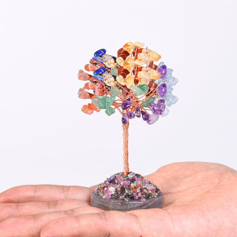 Ytbeoxk Seven Chakra Tree of Life,Money Dcorations,Crystals and Healing Stones,Reiki Positive Energy Gemstones 7 Chakra Tree,Purple Room Office Desk Feng Shui Decor Meditation Gifts for Women Men - Image 3