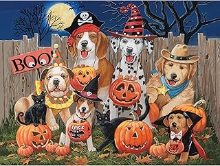 Bits and Pieces Bits and Pieces - 300 Piece Jigsaw Puzzle for Adults 18" x 24" - Halloween Tricksters - 300 pc Fall Night Holiday Dog  - Image 1