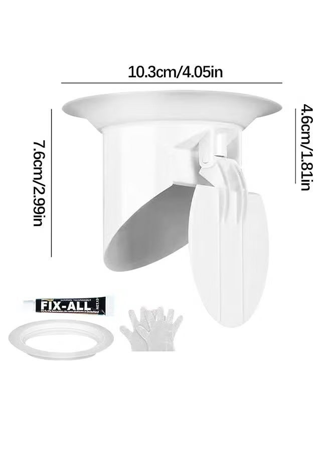غطاء تصريف الأرضية، تصريف أرضي مضاد للروائح، تدفق خلفي مضاد للانسداد، مزيل للعرق بدون فلتر، لاستبدال سدادة حوض الحمام (غطاء تصريف الأرضية + غراء بدون مسامير + قفازات يمكن التخلص منها) - Image 2