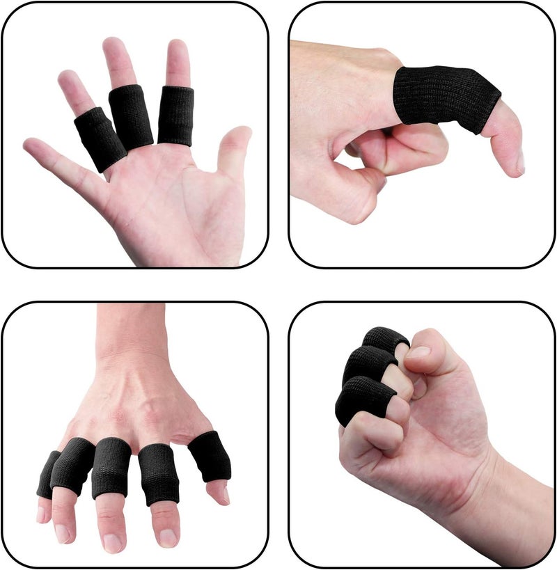 sevensun Finger Sleeves , Thumb Splint Brace For Finger Support, Breathable Elastic Finger tape, Compression pression Protector For Reliving Pain, Triggger Finger, Compression Aid For Sports, 10PCS (black) - Image 5