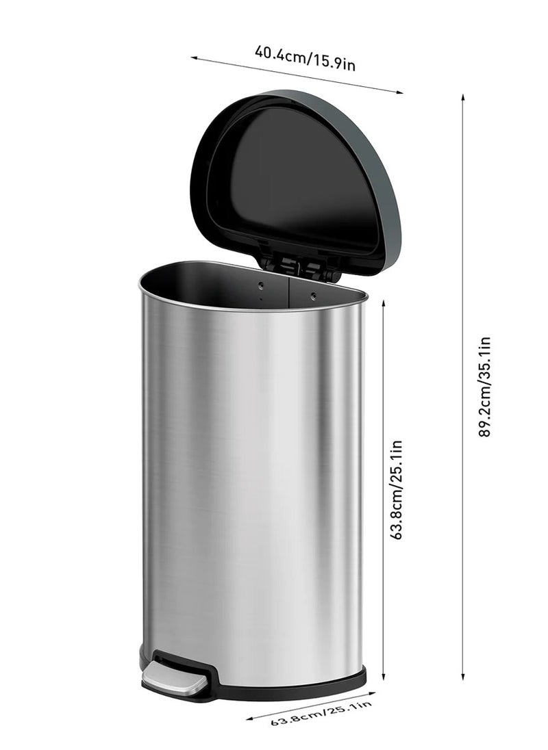 EKO ARIA SERIES | Brushed Stainless Steel Finish | Soft-Closing | Fingerprint-Resistant | Step Trash Bin | Versatile For Homes & Kitchens | 45L  - Image 5