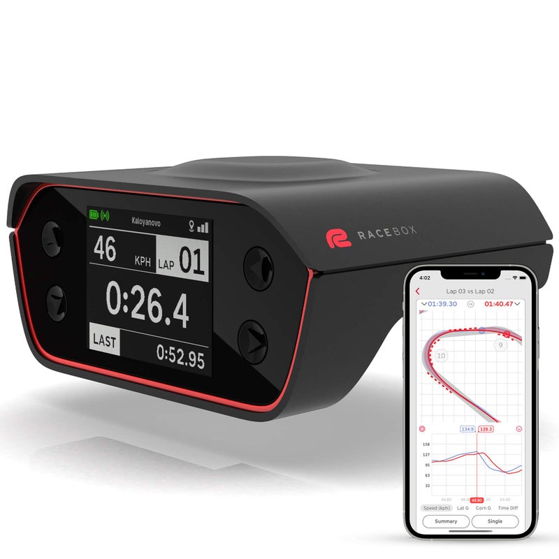 صندوق الأداء الرسمي RaceBox 10Hz GPS مع تطبيق الهاتف المحمول لعداد لفات السيارة ومقياس السحب وجهاز تسجيل بيانات التسارع في السباقات