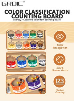 GROIC Wooden Magnetic Maze for Toddler, Magnetic Color and Number Maze, Montessori Wooden Color Matching Learning Counting Puzzle Board, Counting Matching Activities Fine Motor Skills Toys for Kids  - Image 2