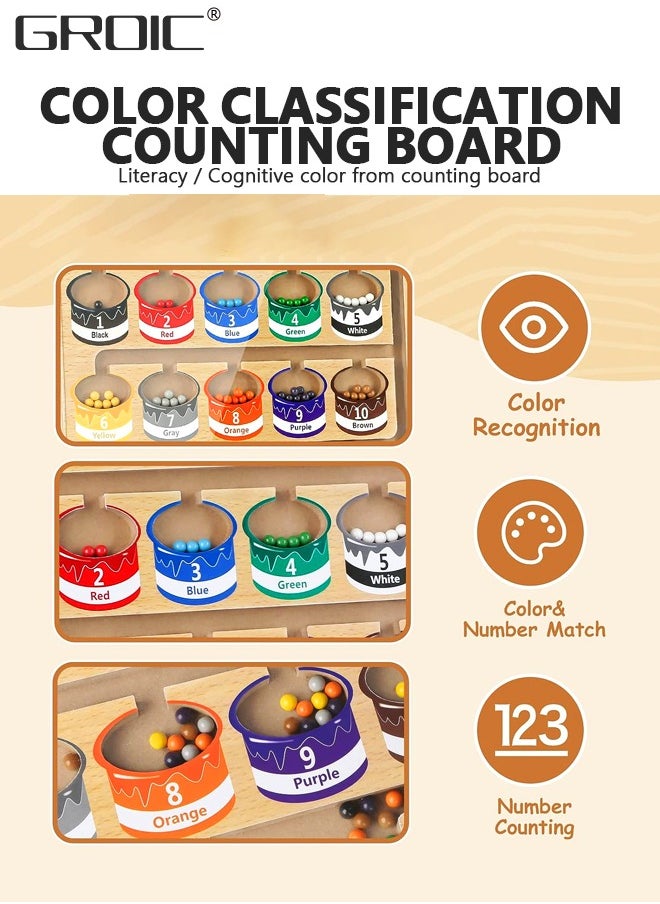 GROIC Wooden Magnetic Maze for Toddler, Magnetic Color and Number Maze, Montessori Wooden Color Matching Learning Counting Puzzle Board, Counting Matching Activities Fine Motor Skills Toys for Kids  - Image 2