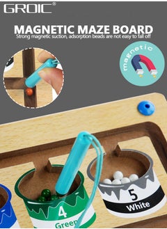 GROIC Wooden Magnetic Maze for Toddler, Magnetic Color and Number Maze, Montessori Wooden Color Matching Learning Counting Puzzle Board, Counting Matching Activities Fine Motor Skills Toys for Kids  - Image 4