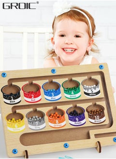 GROIC Wooden Magnetic Maze for Toddler, Magnetic Color and Number Maze, Montessori Wooden Color Matching Learning Counting Puzzle Board, Counting Matching Activities Fine Motor Skills Toys for Kids  - Image 5